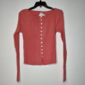 NWOT Free People Women's Tilly Long Sleeve Shirt Medium Crabapple